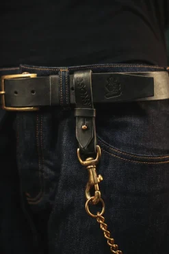 &SONS Leather Goods-Black Leather Key Fob