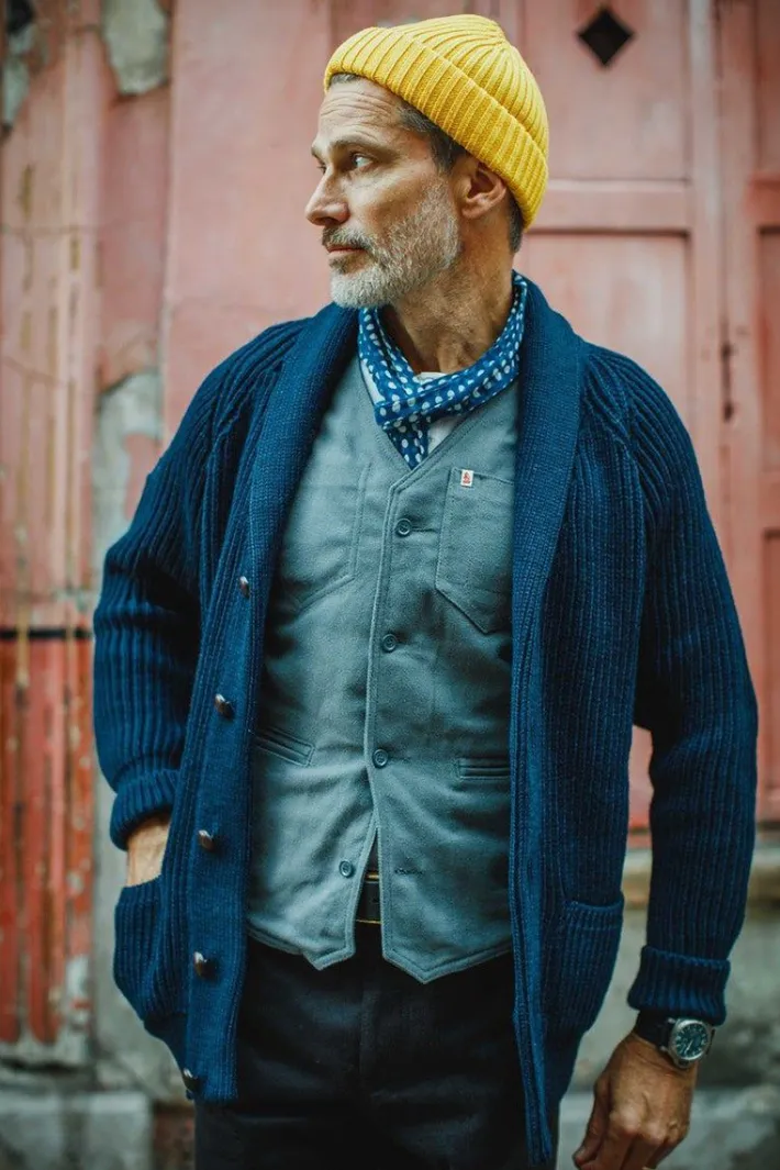 &SONS Scarves-Blue Dot Organic Japanese Scarf