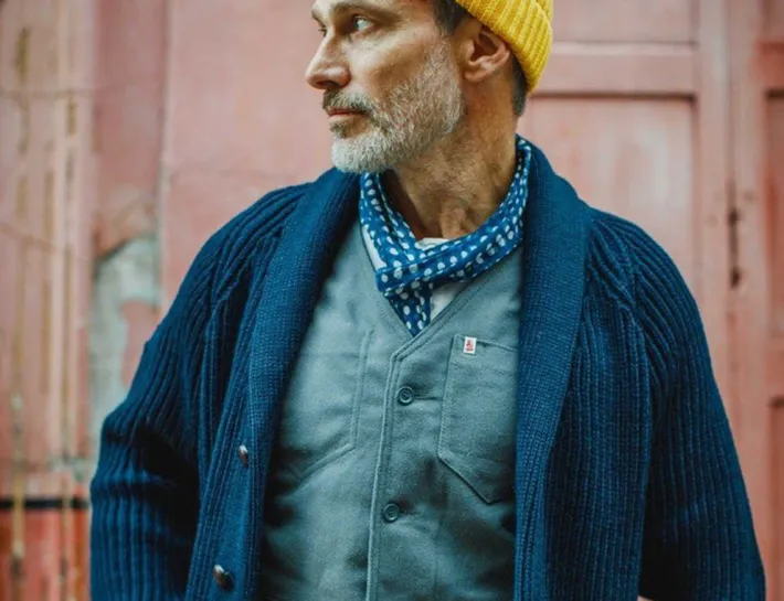 &SONS Scarves-Blue Dot Organic Japanese Scarf