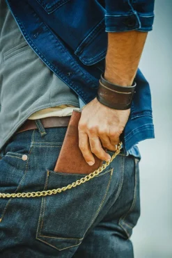 &SONS Leather Goods-Leather Watch / Wrist Cuff Brown