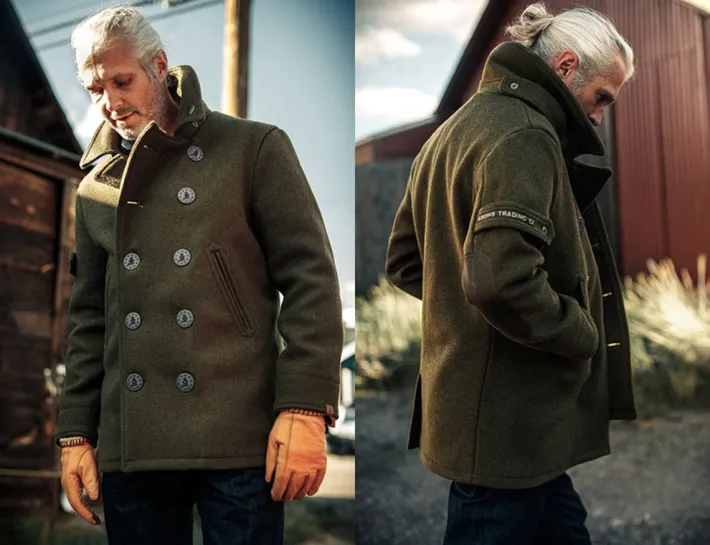 &SONS Jackets & Coats-Boardwalk Peacoat Army Green