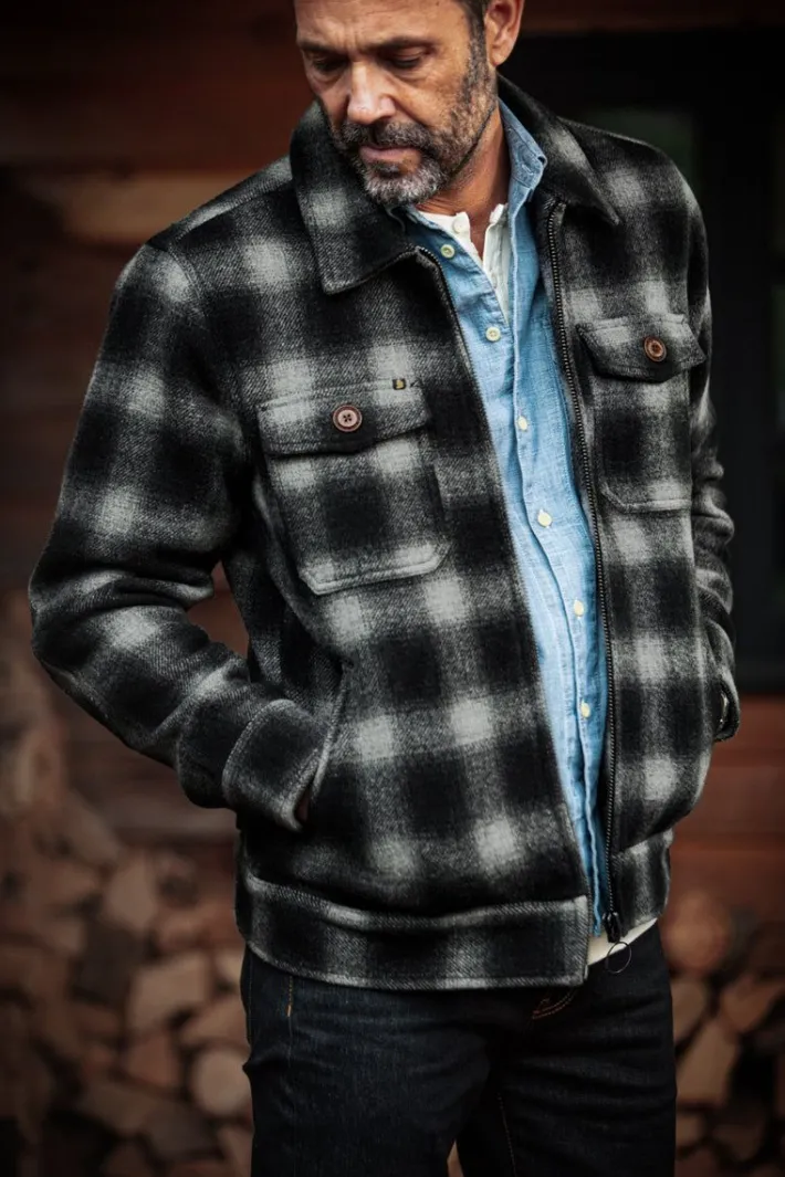 &SONS Jackets & Coats-Cab Coat Grey Check