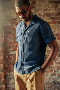&SONS Tops-Coast Shirt Navy