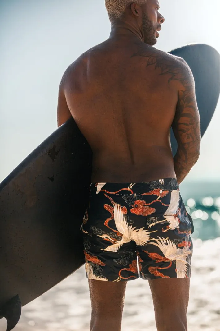 &SONS Bottoms & Shorts-Crown Swim Shorts Black