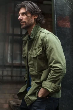 &SONS Jackets & Coats-Flag Overshirt Army Green