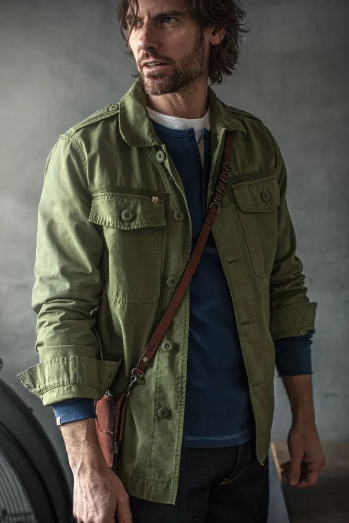 &SONS Jackets & Coats-Flag Overshirt Army Green