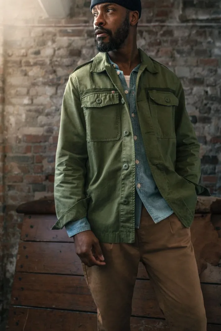 &SONS Jackets & Coats-Flag Overshirt Army Green