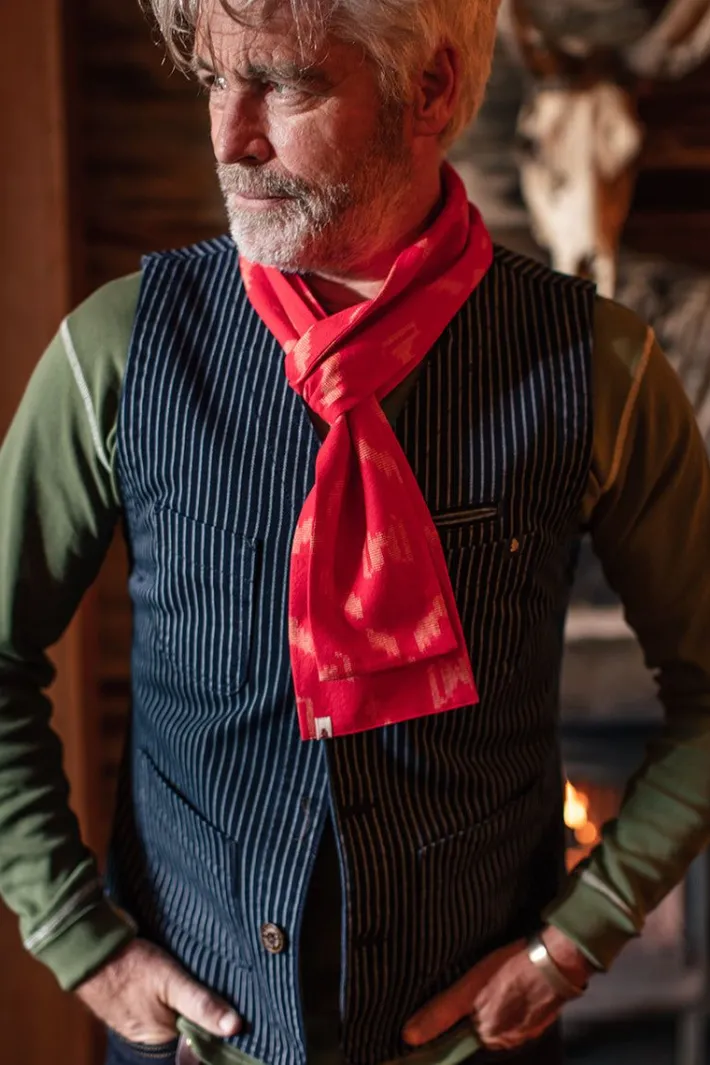 &SONS Scarves-Red Ikat Scarf