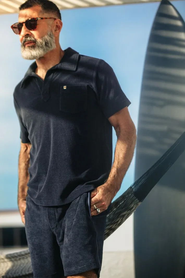 &SONS Tops-Solar Polo Navy