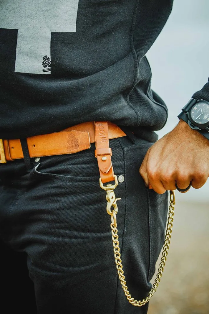 &SONS Leather Goods-Tan Leather Belt