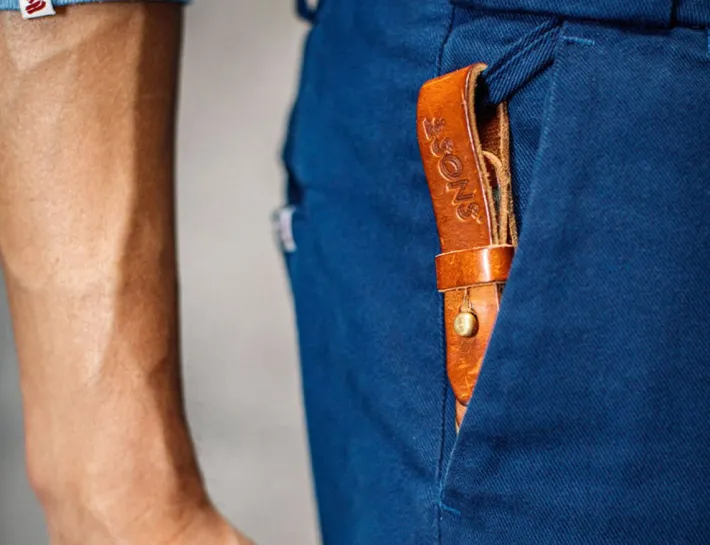 &SONS Leather Goods-Tan Leather Key Fob