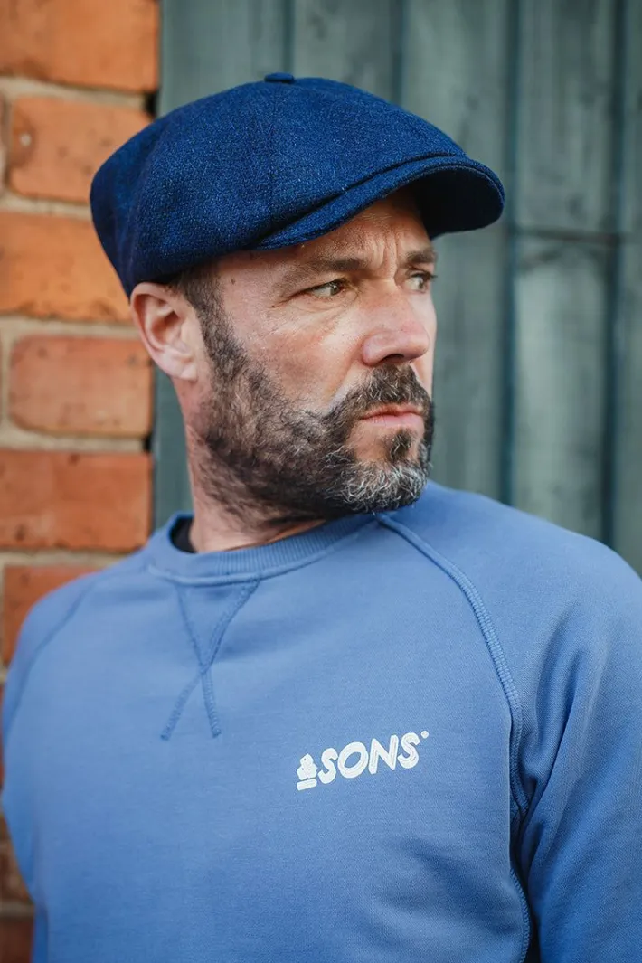 &SONS Knitwear-The London Baker Boy Hat- Blue Indigo