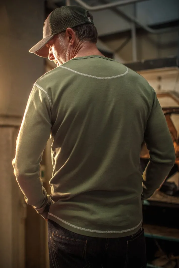 &SONS Tops-The New Elder Henley Shirt Army Green
