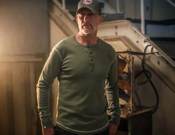 &SONS Tops-The New Elder Henley Shirt Army Green