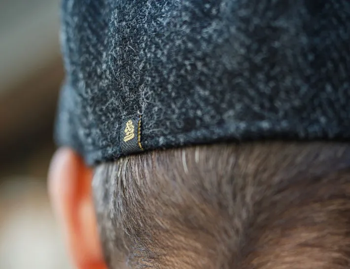 &SONS Knitwear-Thompson Baker Boy Hat- Black Herringbone
