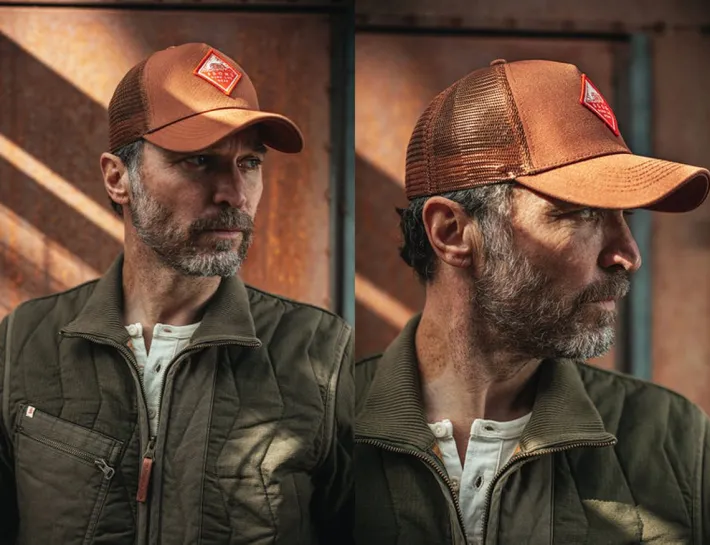 &SONS Headwear-Trucker Badge Cap Rust Tan